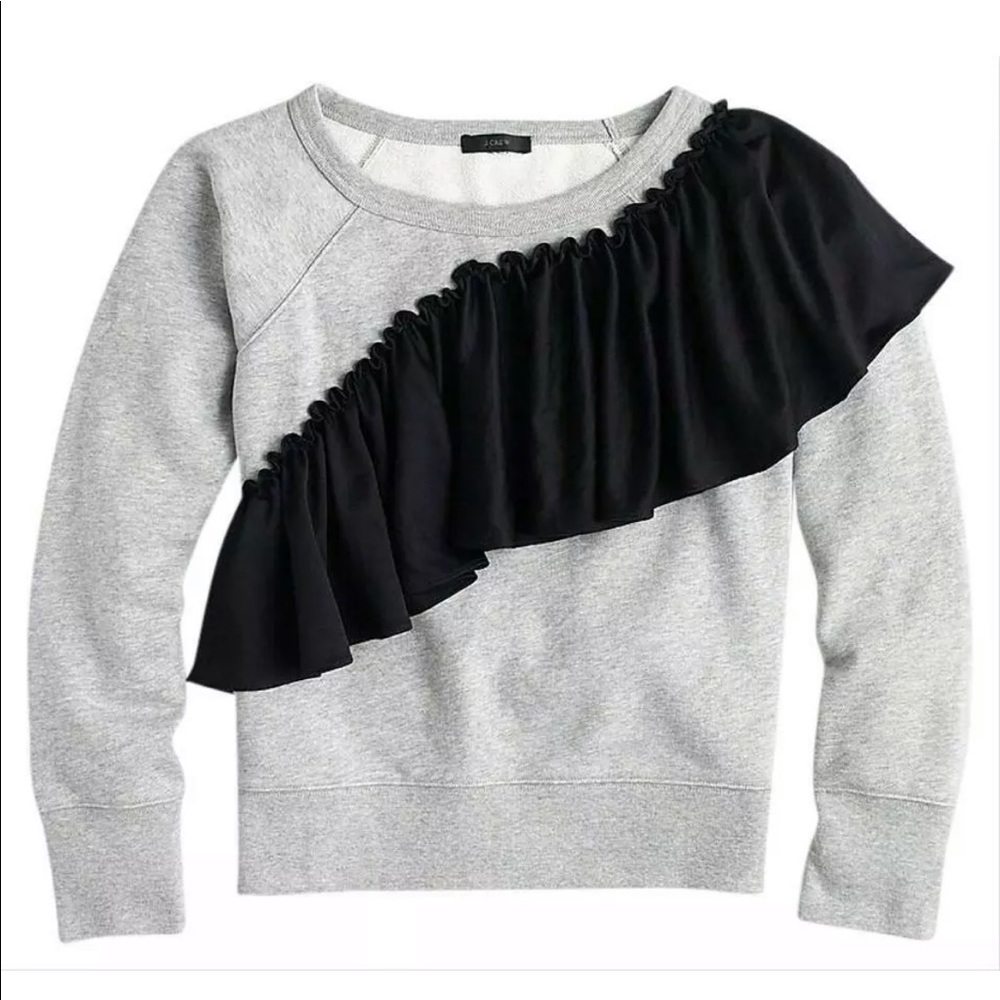 J. Crew Asymmetrical Ruffle Sweatshirt